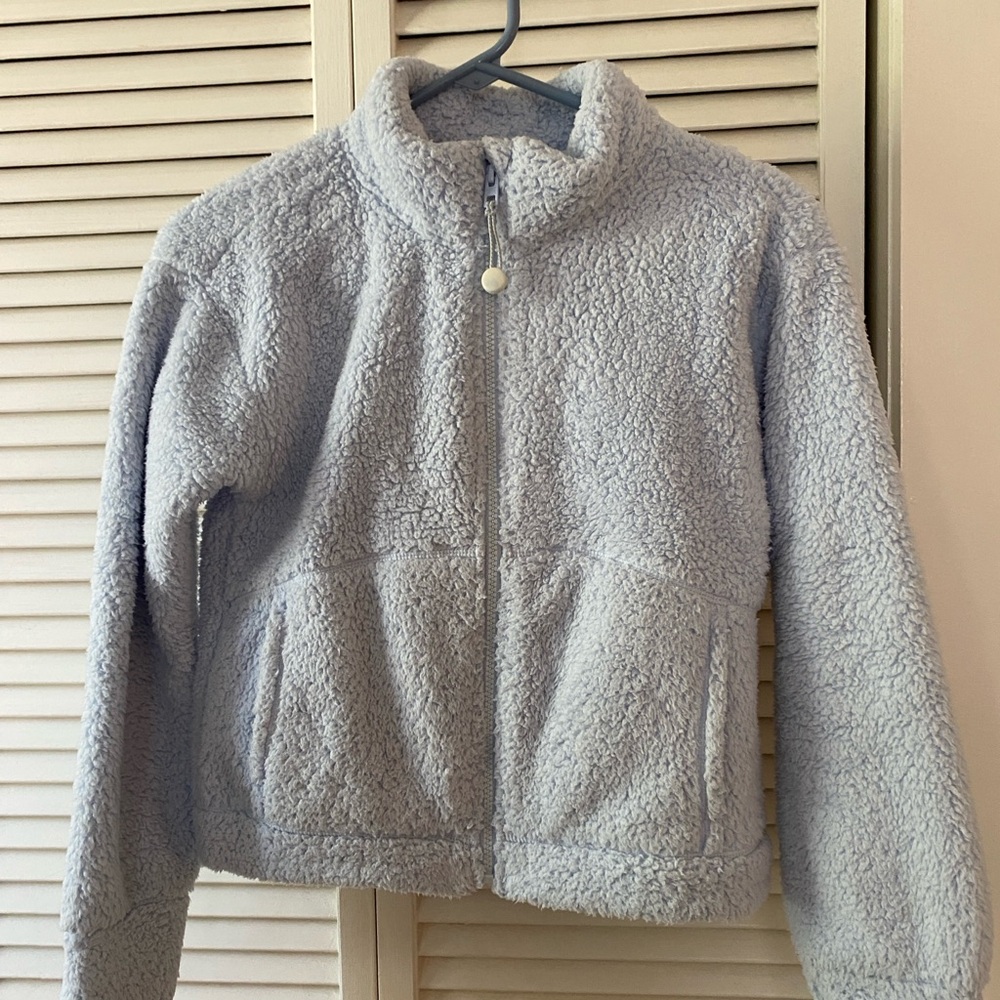 Athleta girl blue fleece jacket, size 12 (L), GuC